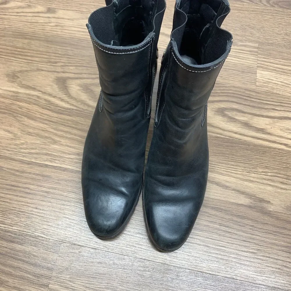 Cole‎ Haan Women's 9.5 B Black Leather Vibram Sole Slip On Stretch Ankle Booties